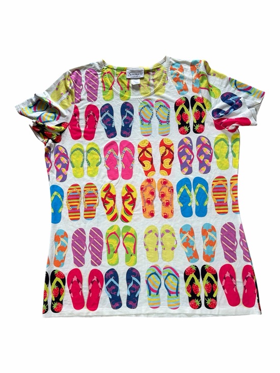 Serengeti Dresses & Skirts - Serengeti Sz LargenShirt Short Sleeve Slippers Print Embellished Rhinestone